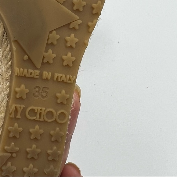 Jimmy Choo Lagoon Nude Patent Leather Wide Ankle Strap Espadrilles US5 - Picture 9 of 9